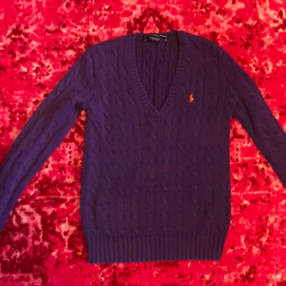 Purple Ralph Lauren cable knit sweater
